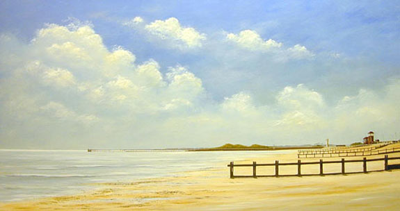 clouds, beach, acrylic art