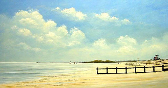 art demo, acrylic painting, groynes