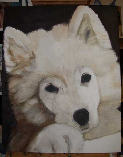 painting a dog in acrylics