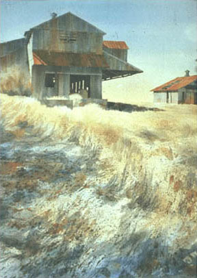 acrylic painting demo of a barn