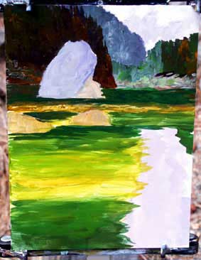 painting a river scene