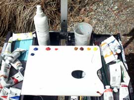 acrylic painting setup