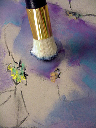blending pastel with brush