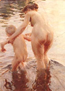 anders zorn, nude, mother and child