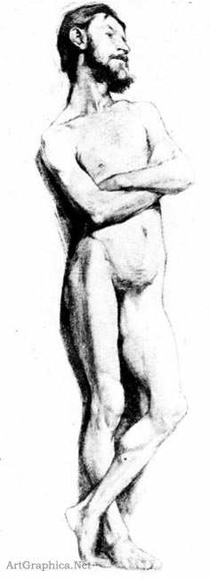 male nude, students learning to draw