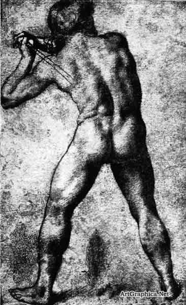 red chalk male nude, free art lesson