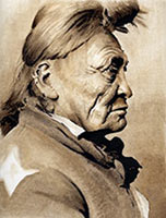 native american indian, crow man, montana, watercolour portrait art