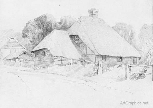 cottage drawn in perspective