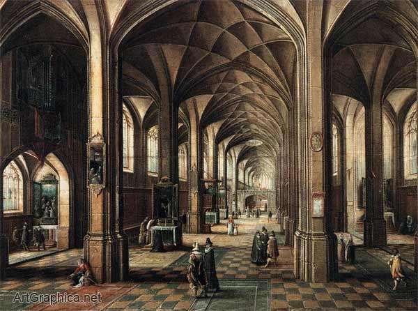 church interior, perspective interior art