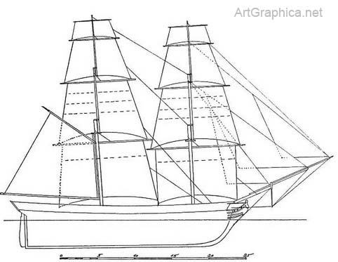 ship drawn in perspective