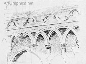 arches drawn in perspective