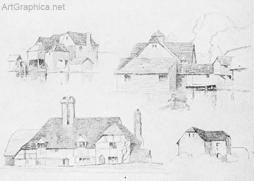 houses drawn in perspective, perspective art