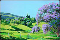 acrylic tree painting lesson, jacaranda trees