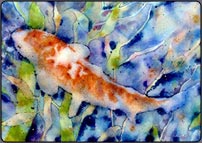 koi carp, large watercolor demo