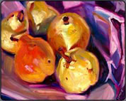 oil painting instruction, pears