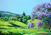 acrylic demo, painting in acrylics, jacaranda tree