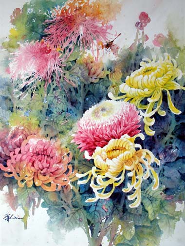 chinese flowers painting lesson