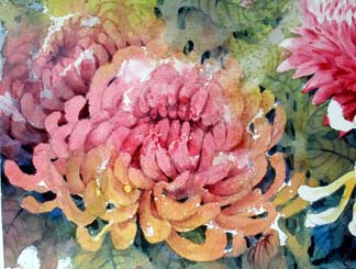 painting petals, watercolor lesson