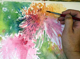 painting leaves and flowers