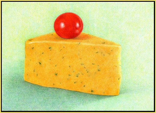 cheese and tomato, color pencil