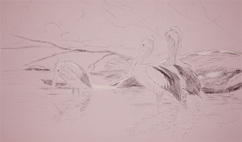 birds, pastel drawing