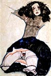 Girl with Black Hair by Egon Schiele