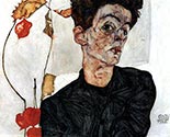 Self-Portrait with Chinese Lanterns by Egon Schiele