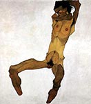 Self-portrait, Seated Male Nude by Egon Schiele