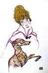Woman, Greyhound (Edith Schiele) by Egon Schiele