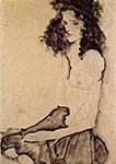 Girl with Black Hair by Egon Schiele