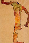 Standing Male Nude with Arm Raised by Egon Schiele