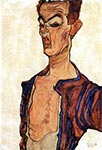 Grimacing Man (Self Portrait) by Egon Schiele