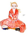 Seated Girl, Facing Front by Egon Schiele