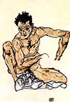 Squatting, Nude Male, Selfportrait, 1917 by Egon Schiele