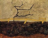 Bare Tree Behind a Fence by Egon Schiele