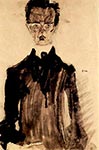 Selfportrait in Black Garb by Egon Schiele