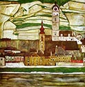 Stein on the Danube with Terraced Vineyards by Egon Schiele