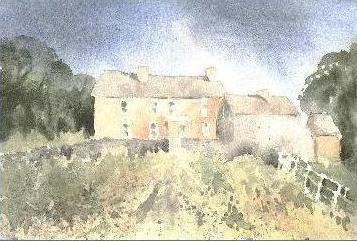 welsh farm house, watercolour painting, art