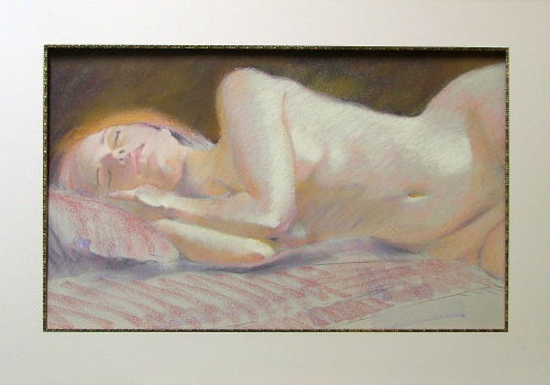 female nude in pastel