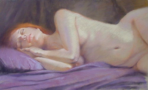 female nude, pastel art
