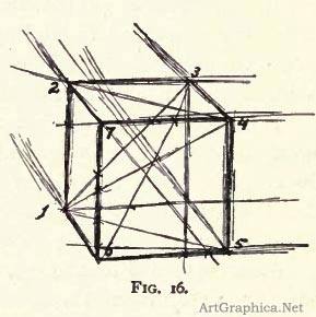 cube in perspective, draw in perspective, freehand perspective drawing