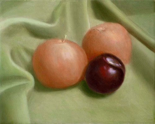 vidros pintura a óleo, técnicas de Vidros, fruto pintura