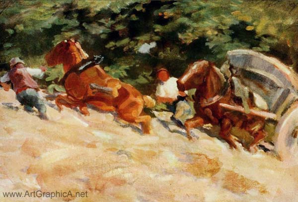 Chestnut horses, horse art