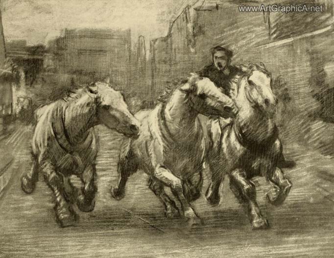 trotting horses, horse art