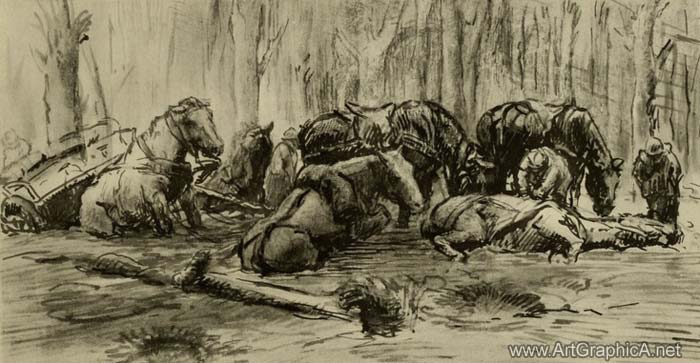 horse art, the somme, war horses, 1916, dead beat