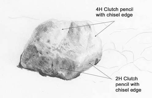 clutch pencil, chisel edge, rock drawing lessons