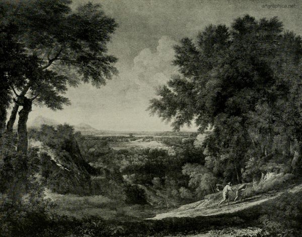 GASPARD POUSSIN, landscape with figures, tree art guide, free drawing lessons