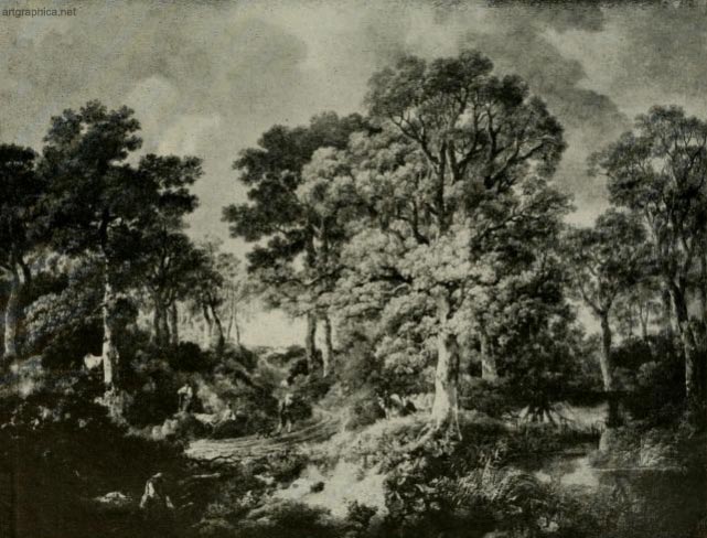 wood scene, village of cornard, suffolk, tree painting