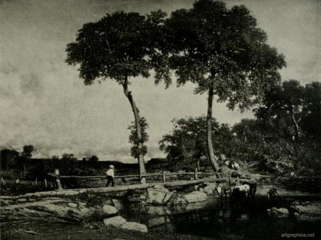 crossing the bridge, jules dupre, tree art