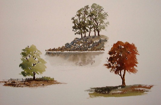 trees in watercolor, free online watercolor demos